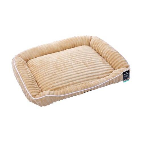Paws And Claws Ribbed Chinchilla Walled Pet Cat Dog Bed 90x70x21cm Camel
