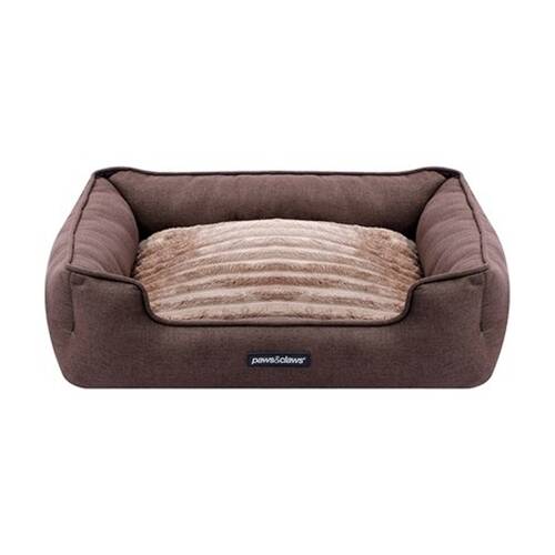 Paws And Claws Pia Ribbed Chinchilla Pet Cat Dog Bed 60x50x18cm Medium