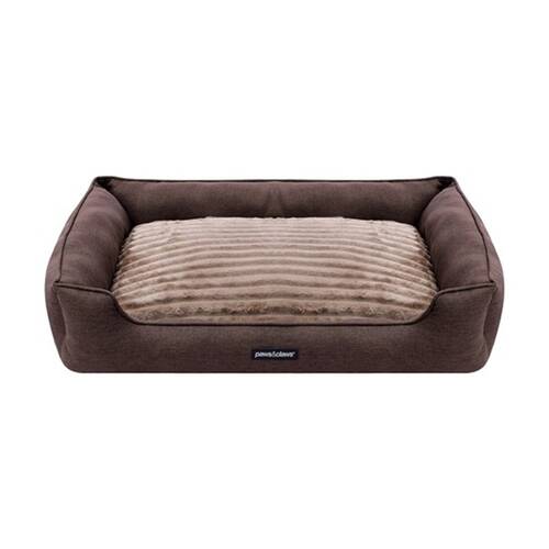 Paws And Claws Pia Ribbed Chinchilla Pet Cat Dog Bed 80x60x20cm Large