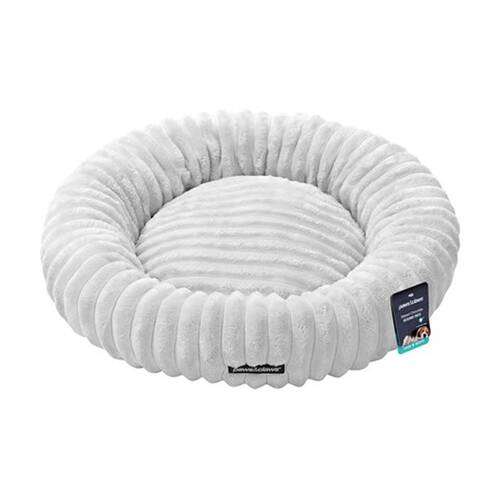 Paws And Claws Ribbed Chinchilla Round Pet Cat Dog Bed 60x60x15cm Grey