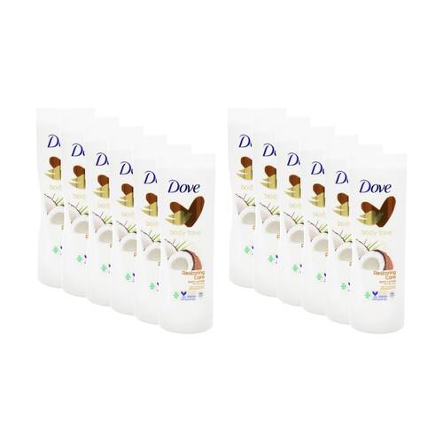 12PK Dove Body Love Restoring Care Lotion Coconut Oil Almond Milk Dry 400mL