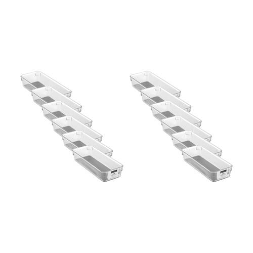 12x Boxsweden Crystal Grip Organiser Tray Modular Stackable Storage 23x9x4.5cm