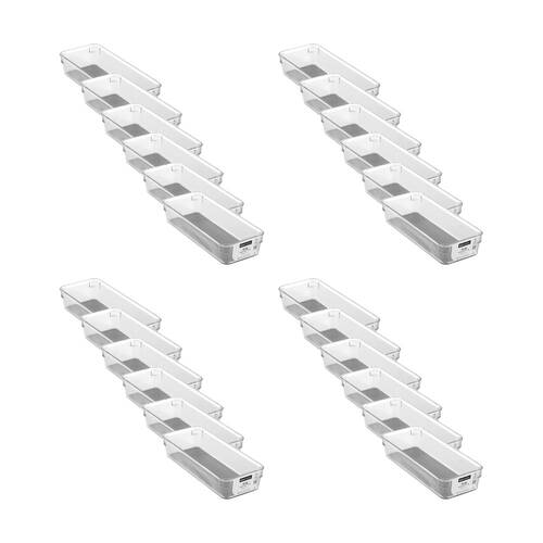 24x Boxsweden Crystal Grip Organiser Tray Modular Stackable Storage 23x9x4.5cm