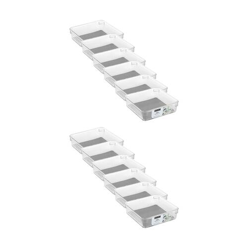 12x Boxsweden Crystal Grip Organiser Tray Modular Stackable Storage 16x16x4.5cm