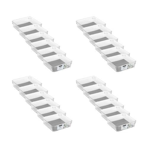 24x Boxsweden Crystal Grip Organiser Tray Modular Stackable Storage 16x16x4.5cm