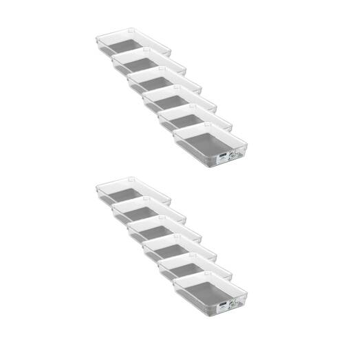 12x Boxsweden Crystal Grip Organiser Tray Modular Stackable Storage 23.5x16x4.5cm