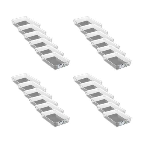 24x Boxsweden Crystal Grip Organiser Tray Modular Stackable Storage 23.5x16x4.5cm
