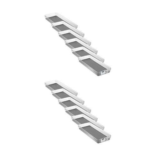 12x Boxsweden Crystal Grip Organiser Tray Modular Stackable Storage 40x16x5cm 
