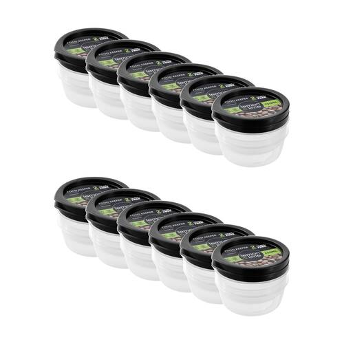 12x 2pc Lemon And Lime Food Keeper Round Reusable Container 250ml 9.9x9.9x5cm