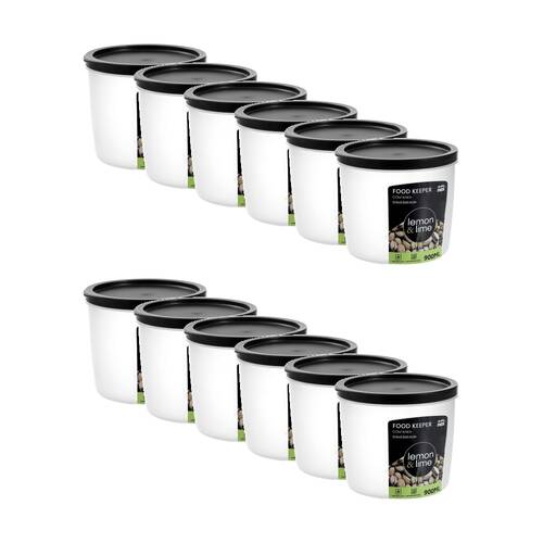 12PK Lemon And Lime Food Keeper Round Reusable Container 900ml 12.4x12.4x10cm