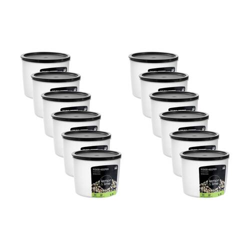 12PK Lemon And Lime Food Keeper Round Reusable Container 1.5L 15x15x12.3cm