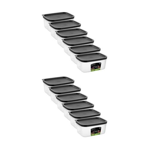 12PK Lemon And Lime Food Keeper Rectangle Reusable Container 1.2L 17.9x13x7cm