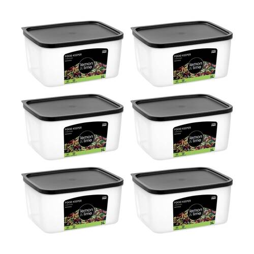 6PK Lemon And Lime Food Keeper Rectangle Reusable Container 3L 21.7x16.7x