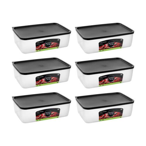 6PK Lemon And Lime Food Keeper Rectangle Reusable Container 4L 29.8x20x9.3