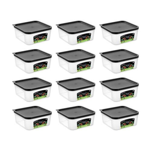 12PK Lemon And Lime Food Keeper Square Reusable Container 1.8L 17.5x17.5x7