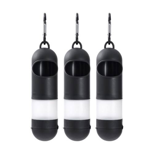 3x Paws And Claws Dog Pet Poop Bag Dispenser W/ Sanitiser Black 4x15cm 