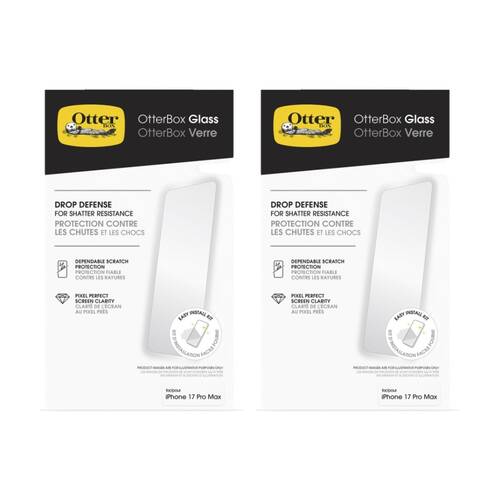 2PK OtterBox Mobile Phone Screen Protector for iPhone 17 Pro Max Glass