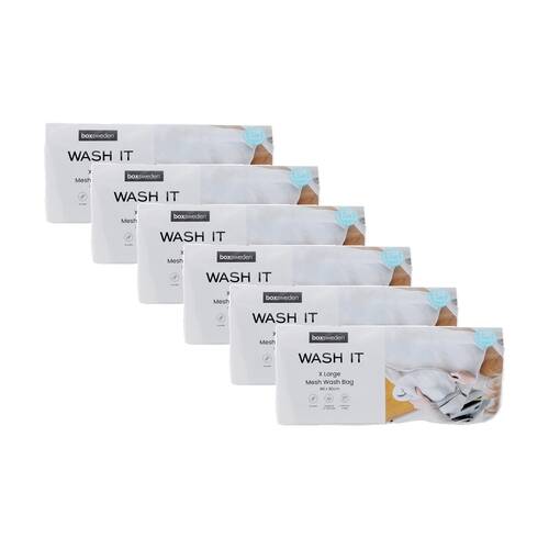 6PK Boxsweden Mesh Wash Clothes Bag Durable Laundry Protection XL 90x90cm
