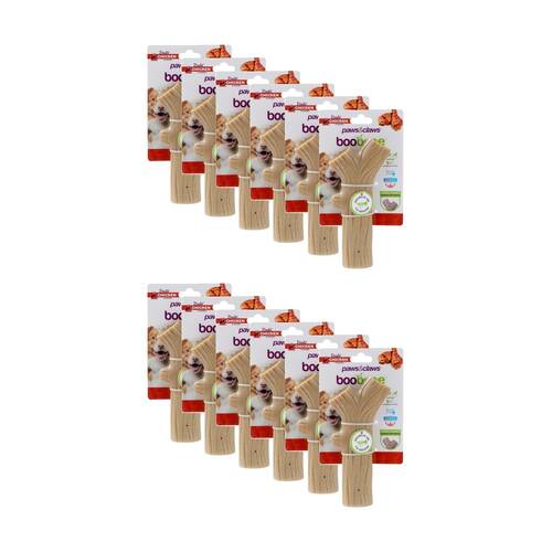 12x Paws And Claws Boobone Bamboo TPR Branch Dog Chew Toy Chicken Beef 18.5cm