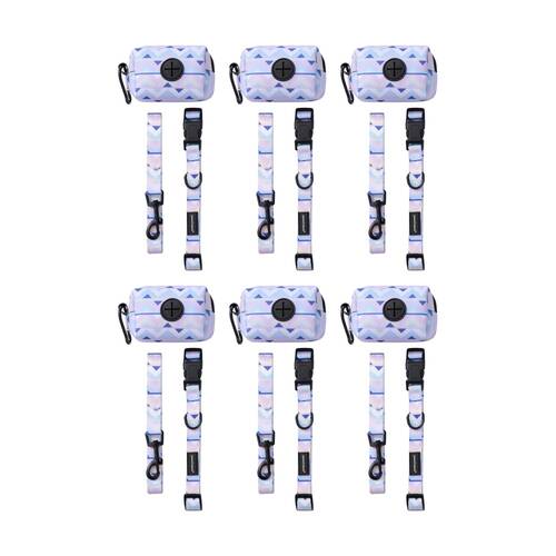 6x 3pc Paws And Claws Pet Dog Cat Park Life Lead Collar Waste Bag Holder Small