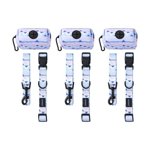 3x 3pc Paws And Claws Pet Dog Cat Park Life Lead Collar Waste Bag Holder Medium