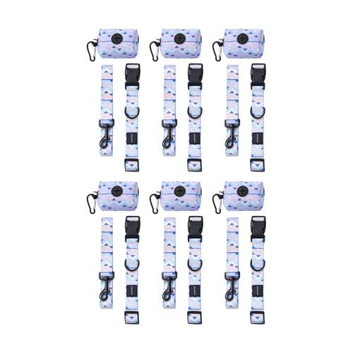 6x 3pc Paws And Claws Pet Dog Cat Park Life Lead Collar Waste Bag Holder Large