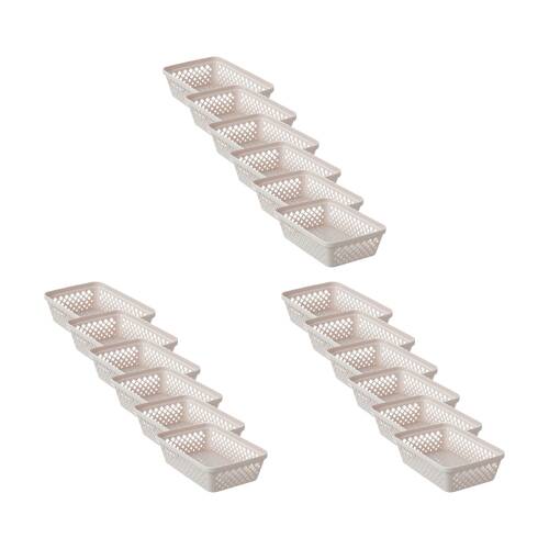 18PK Boxsweden Diamond Tray Home Organiser Storage Container Cream 23.5X16X6.5CM