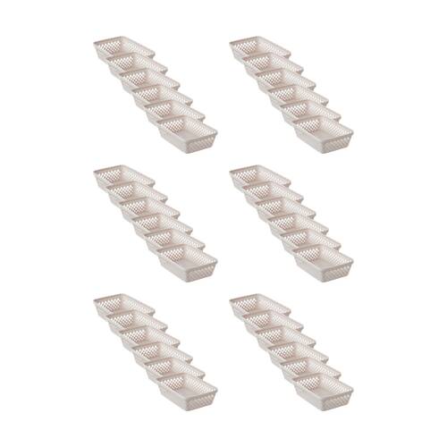 36PK Boxsweden Diamond Tray Home Organiser Storage Container Cream 23.5X16X6.5CM