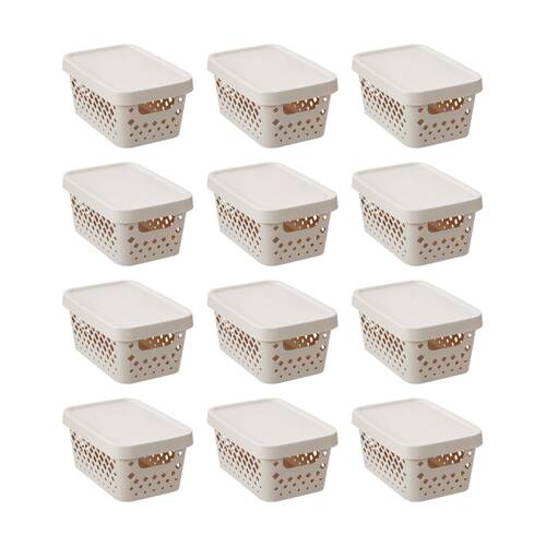 12PK Boxsweden Diamond Tray Home Organiser Storage Container 4L 26x18x12.5cm