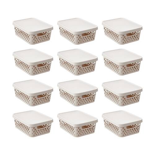 12PK Boxsweden Diamond Tray Home Organiser Storage Container 10L 36x27x13.5cm