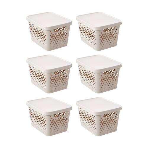 6PK Boxsweden Diamond Tray Home Organiser Storage Container 16L 36x27x22cm