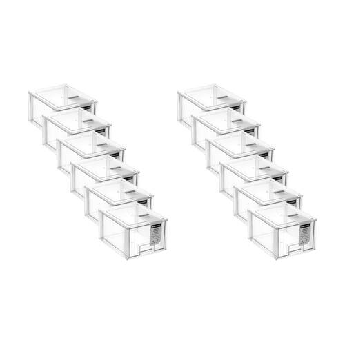 12x Boxsweden Crystal Stackable Drawer Organisation Storage Container Clear 2.5L