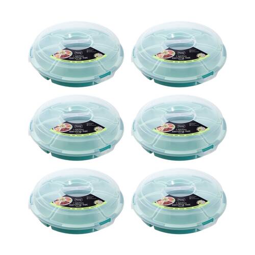 6PK Lemon And Lime Reusable Food Container Serving Set 7 Section Assorted 33cm