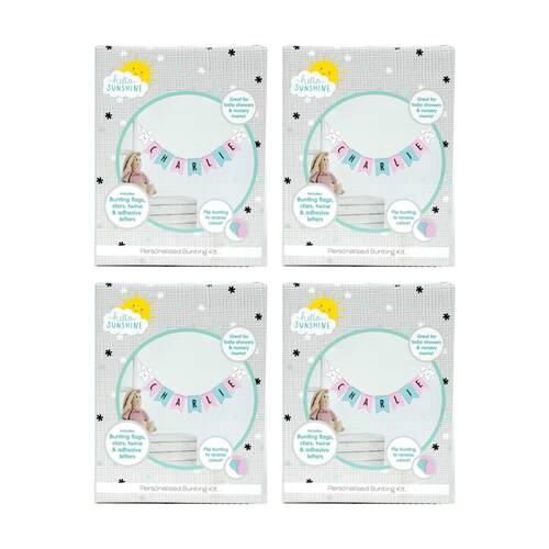 4PK Hello Sunshine Personalised Reversible Colour Flag Bunting Kit Pink/Blue