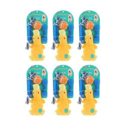 6x 4pc Paws And Claws Pet Dog Toys Plush Rope TPR Baton Ball Assorted
