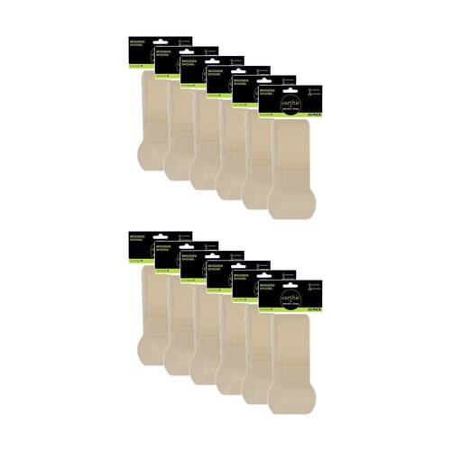 12x 20pc Lemon And Lime Wooden Spoons Compostable Biodegradable Cut 15.5cm