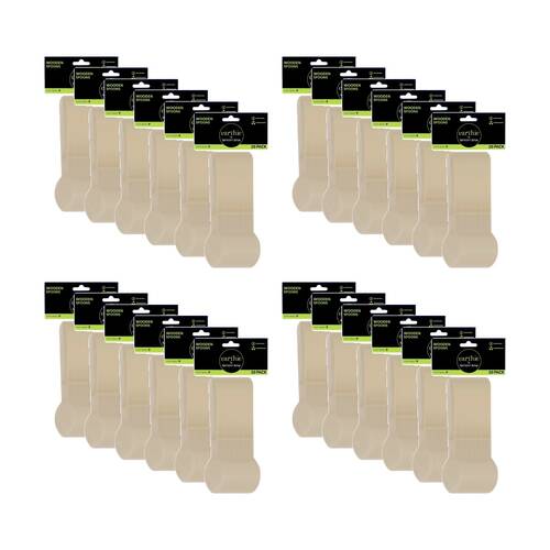 24x 20pc Lemon And Lime Wooden Spoons Compostable Biodegradable Cut 15.5cm