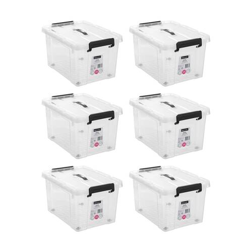 6PK Boxsweden Dura Carry Box Home Organiser Storage Container 27L 44x33x26cm