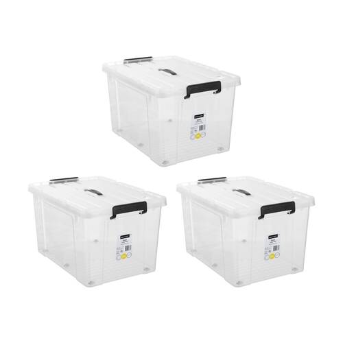 3PK Boxsweden Dura Carry Box Home Organiser Storage Container 65L 59x42x35cm