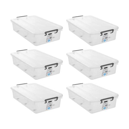 6PK Boxsweden Dura Underbed Home Organiser Storage Container 40L 73x42x17cm