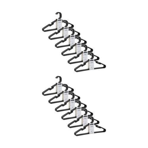 12x 10pc Boxsweden Hangit Essentials Clothes Plastic Hangers Strap Black 39cm