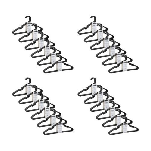 24x 10pc Boxsweden Hangit Essentials Clothes Plastic Hangers Strap Black 39cm