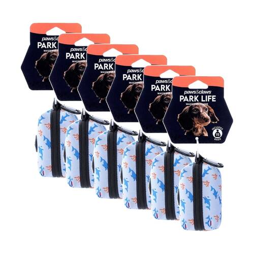6PK Paws And Claws Pet Dog Park Life Waste Bag Holder Neoprene Asst 9.5x5x5cm