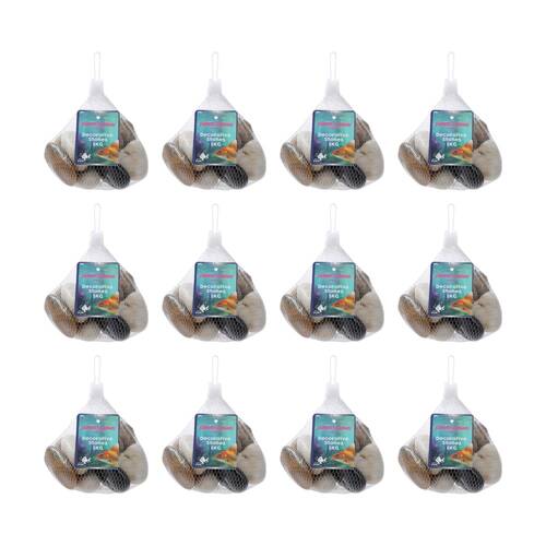 12PK Paws And Claws Large Brown Decorative Stones Aquarium Decor 5-8cm 1kg
