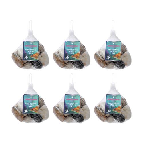 6PK Paws And Claws Large Brown Decorative Stones Aquarium Decor 5-8cm 1kg