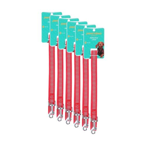 6PK Paws And Claws Reflective Pet Dog Lead Assorted 120cmx2cm