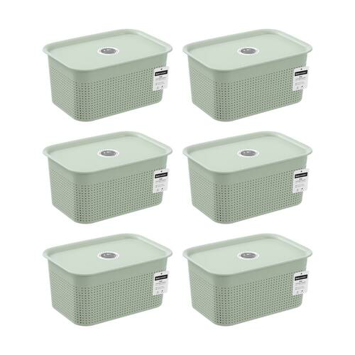 6PK Boxsweden Koi Lidded Home Organiser Storage Container Basket Assorted 4.8L