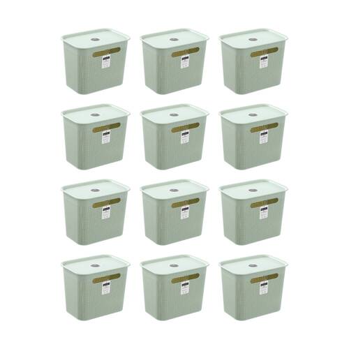 12PK Boxsweden Koi Lidded Home Organiser Storage Container Basket Assorted 6.5L