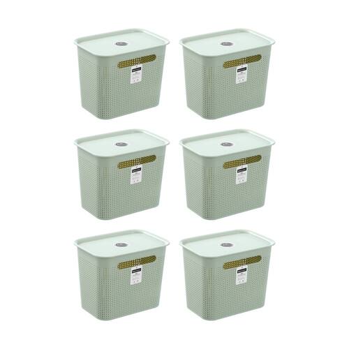 6PK Boxsweden Koi Lidded Home Organiser Storage Container Basket Assorted 6.5L