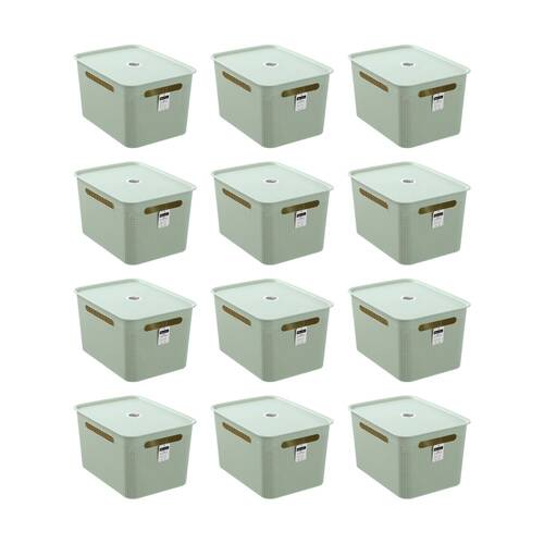 12PK Boxsweden Koi Lidded Home Organiser Storage Container Basket Assorted 16.5L